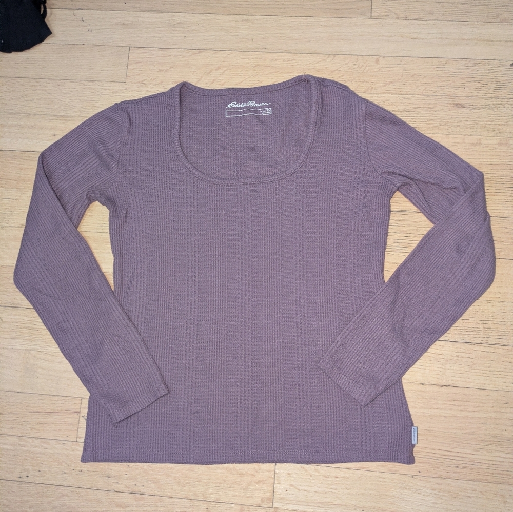 Eddie Bauer Mauve Waffle Knit Long sleeve Top